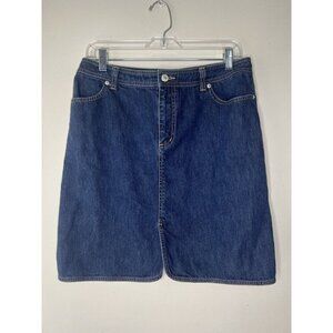 Lands End Denim Jean Midi Skirt Dark Wash Sz 10 Petite